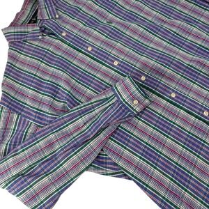 Ralph Lauren Blake Button Down Mens Large Shirt Blue Green Plaid Cotton L/S